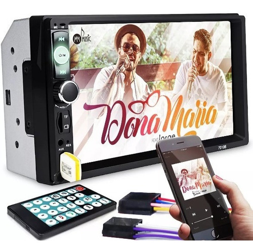 Dvd 2 Din Multimidia Bluetooth Usb Sd Tela 7 Hd Espelhamento