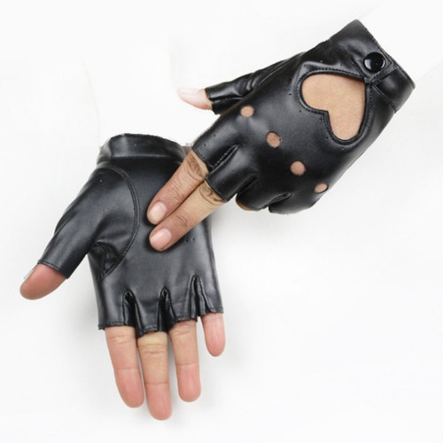 Guantes De Cuero Pu Hip Hop Guantes Mujer Medio Dedo Para