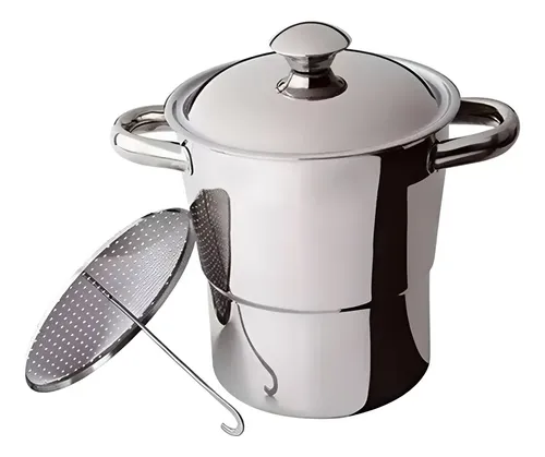Panela Cuscuzeira Inox Indução E Gás Reforçada Tradicional ​Inox