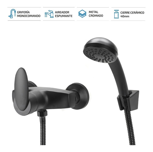 Imagen 2 de 6 de Ducha Canilla Monocomando Baño Metal Duchador Transferencia