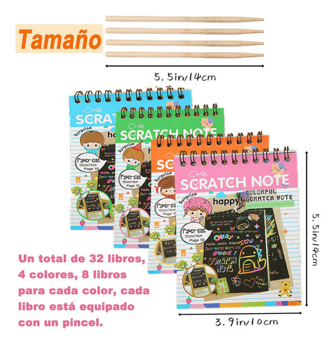 Scratch Art,paquete De 32 Cuadernos De Arte Para Rascar,