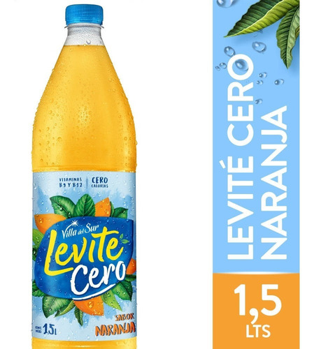 Agua Saborizada Levite Cero Naranja Sin Gas X 1,5 Lt