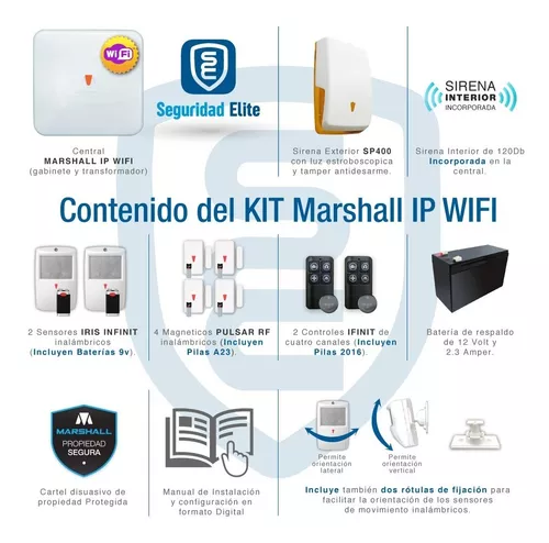 Kit Alarma Marshall Ip Wifi Inalámbrica App Para Celular Marshall Smart  Alarma Domiciliaria Casa Comercio Marshall 3