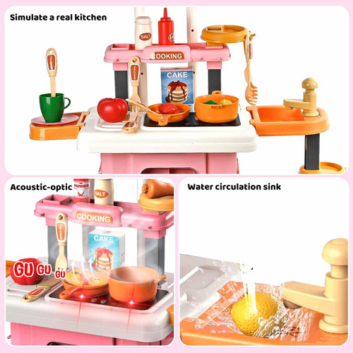 Set Cocina Infantil Con Fregadero, Luces Y Sonidos, Fácil Mo Color