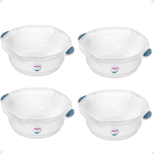 Kit 4 Bacia Multiuso Transparente Plástico 8,6l Com Alça