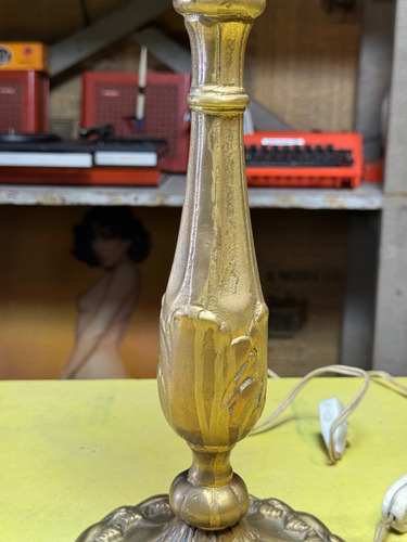 Pie Lampara Bronce Antiguo Repintado Para Reparar Repuesto Blanco Dorado Oscuro (Usado)