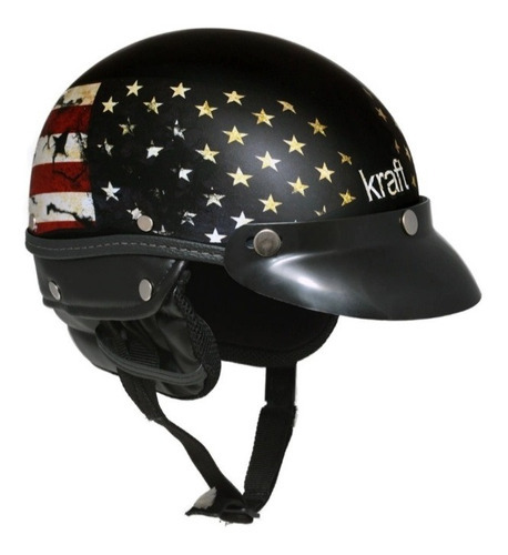 Capacete Kraft Esporte Coquinho Bandeira Usa Cor Preto Tamanho do capacete M