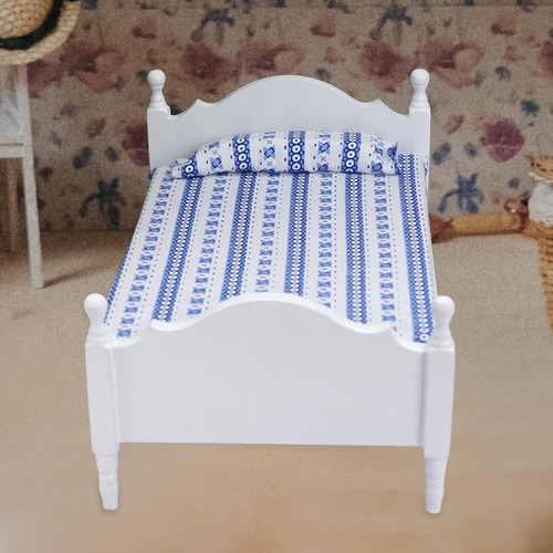 Cama En Miniatura A Escala 1/12, Muebles De Casa De
