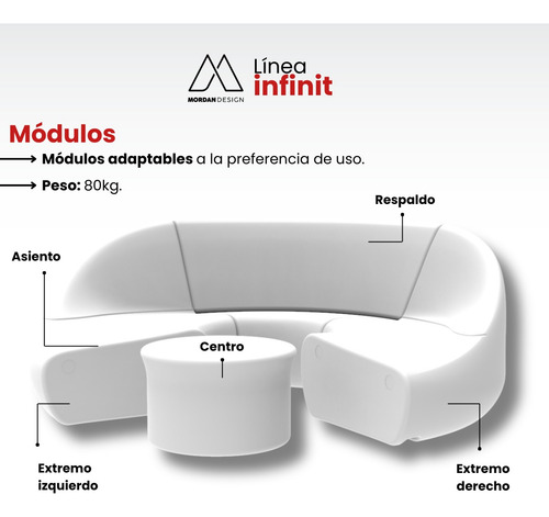 Juego Modular Mordan Design Combo 270°+centro Blanco