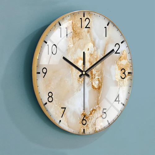 Reloj De Pared Marmoleado Sin Tictac 12 Pulgadas Beige