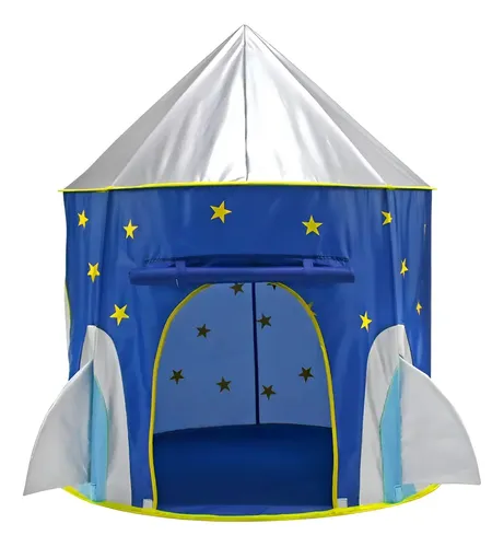 Carpa Cohete 3 En 1 Con Túnel Y Piscina De Pelotas, Plegable Para Interior Y Exterior, Temática Espacial