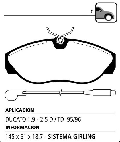 Juego Pastillas De Freno Delans Litton P/ Fiat Ducato 96-01