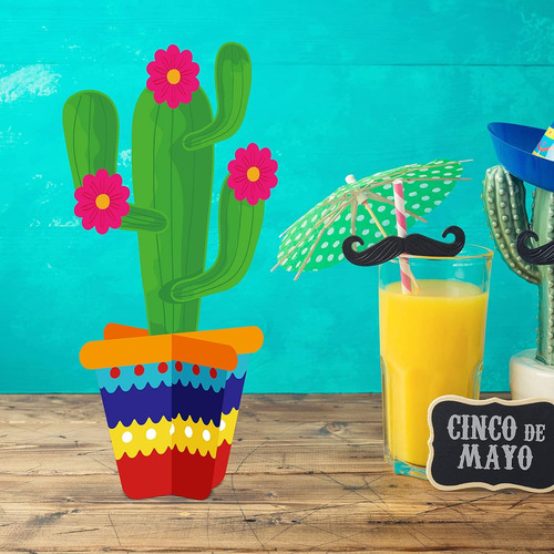 12 Piezas De Decoración De Fiesta De Cactus, Centro De Mesa