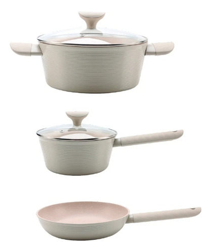Batería Aluminio Forjado 5 Piezas - Línea San Marino Doral Color Beige