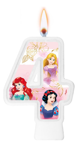 Número 4 - Vela Princesas Disney - Para Bolo E Aniversário