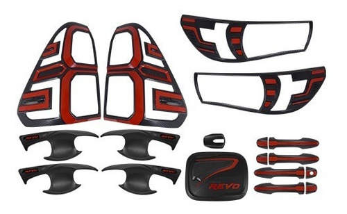 Kit De Protectores Negro/rojo Para Hilux Revo 2015-2020 18 P