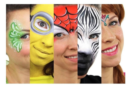 Imagen 3 de 3 de Maquillaje Blanco Negro Halloween Artistico