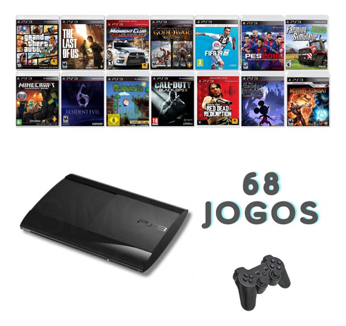 Playstation 3  Ps3 Super Slim + 68 Jogos + 12x Sem Juros