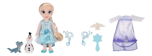Muñeca Elsa Frozen Articulada 15cm Con Accesorios