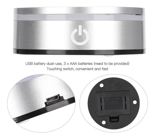 Base De Luz De Cristal Led Iluminación Táctil Esférica De Pl