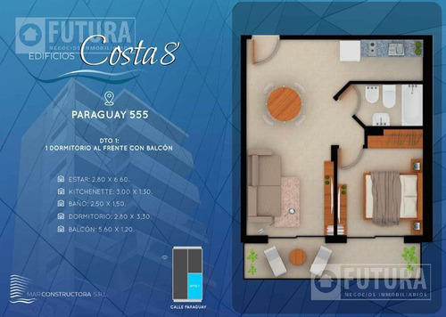 Departamento En Venta De 1 Dormitorio En El Centro De Rosario U01-01