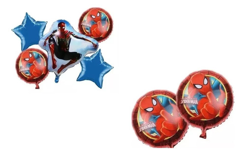 Set 5 Globos Metalizado Silueta Spider Man De 60cm Cotillón