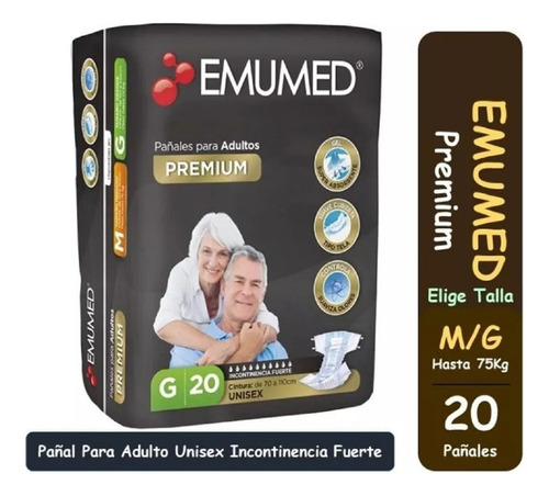 Pañales Para Adultos Emumed Premium Grande X 20 unidades