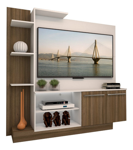 Estante Rack Tv Verona Blanco Café - Be Design