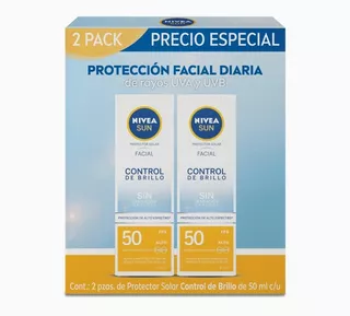 Protector Solar Nivea Sun 2 Pack Facial Control De Brillo