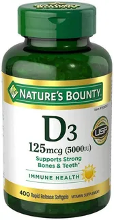 Vitamina D3 5000iu C/ 400 Softgels Nature's Bounty Imp.eua