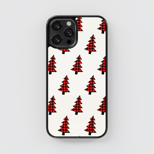 Funda Celular Navidad Navideña Arboles Rojos Blanco Pinos