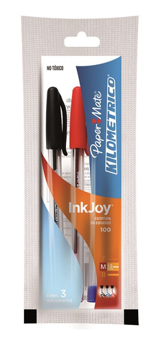 Bolígrafo Negro Azul Y Rojo Triangular Paper Mate 3 Pza