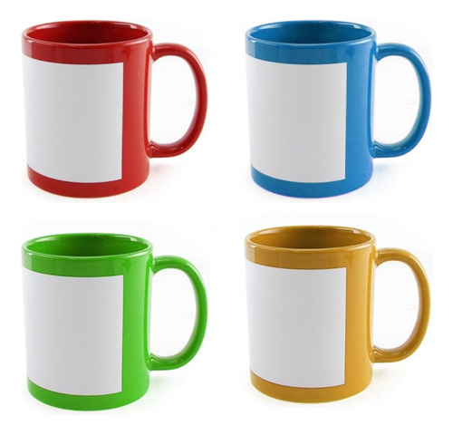 Mug Para Sublimar Con Recuadro Color Blanco X6 Unidades