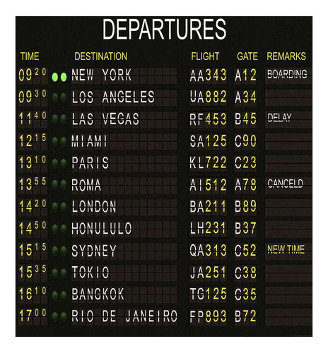Vinilo 30x30cm Departures Cartel Aeropuerto Avion Vuelo P1
