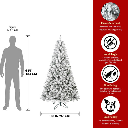 Árvore De Natal Liguanow, 6 Pés De Neve, Flocada Com 678 Pon