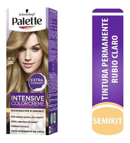  Tinte Cabello Palette Color Creme Perma - Ml Tono 8-0 Rubio Claro