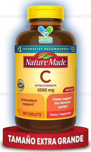 Nature Made Vitamina C 1000 Mg Sistema Inmune 300 Tabletas Sabor Sin sabor
