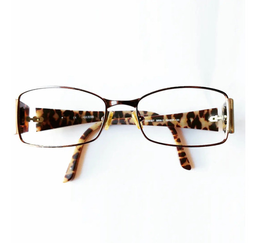 Lente Óptico Guess Gu6327 Square Metal Animal Print Brown 54