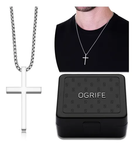 Corrente Cordão Cruz Prata 70cm