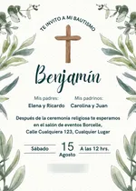 Comprar Tarjeta Invitación Digital Bautismo Para Imprimir Varón