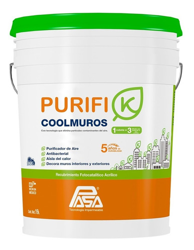 Purifi-k Cool Muros Blanco, Limpia El Aire, Ecológica, 19l