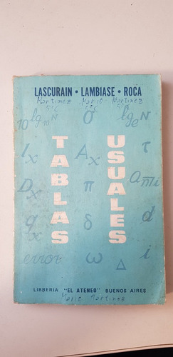 Libro Tablas Usuales Lascurain, Lambiase, Roca