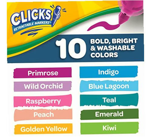 Crayola Marcadores Lavables Con Puntas Retráctiles, Clics