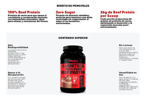 Carnitech 100% Pure Beef Protein Chocolate 2 Lbs