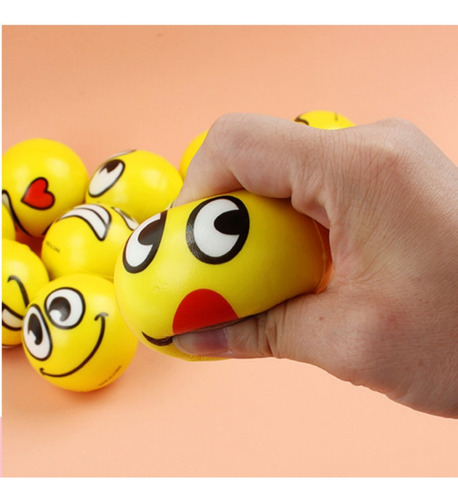 24 Pelotas Emoji Maquinitas Esponja Suaves Estrés Mayoreo