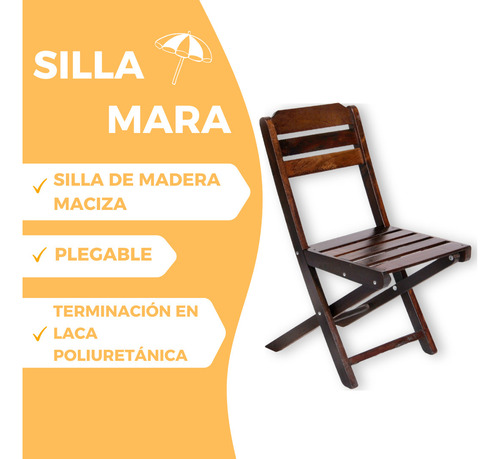 Silla Mara Madera Plegable Exterior Jardin Gastronomia Madera Liso