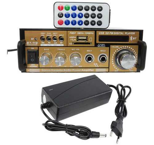 Mini Modulo Amplificador Karaoke Bluetooth Bt-118 Usb Mp3 Sd