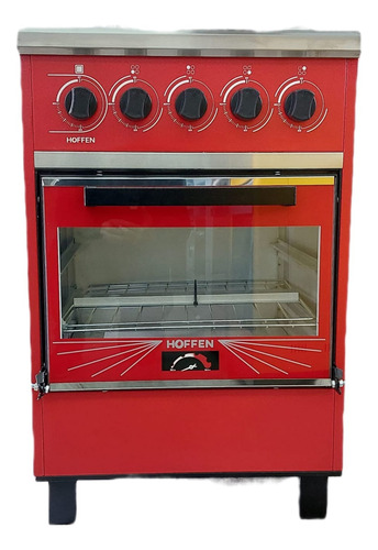 Cocina Industrial Hoffen 4 Hornallas 55 Cm Ancho Con Visor Rojo
