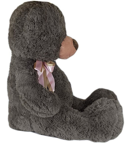 Imagem 2 de 3 de Urso De Pelúcia 90cm Marrom Acinzentado Coração Bordado Gg