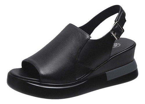 Sandalias Ortopédicas Cuero Pu En Color Negro